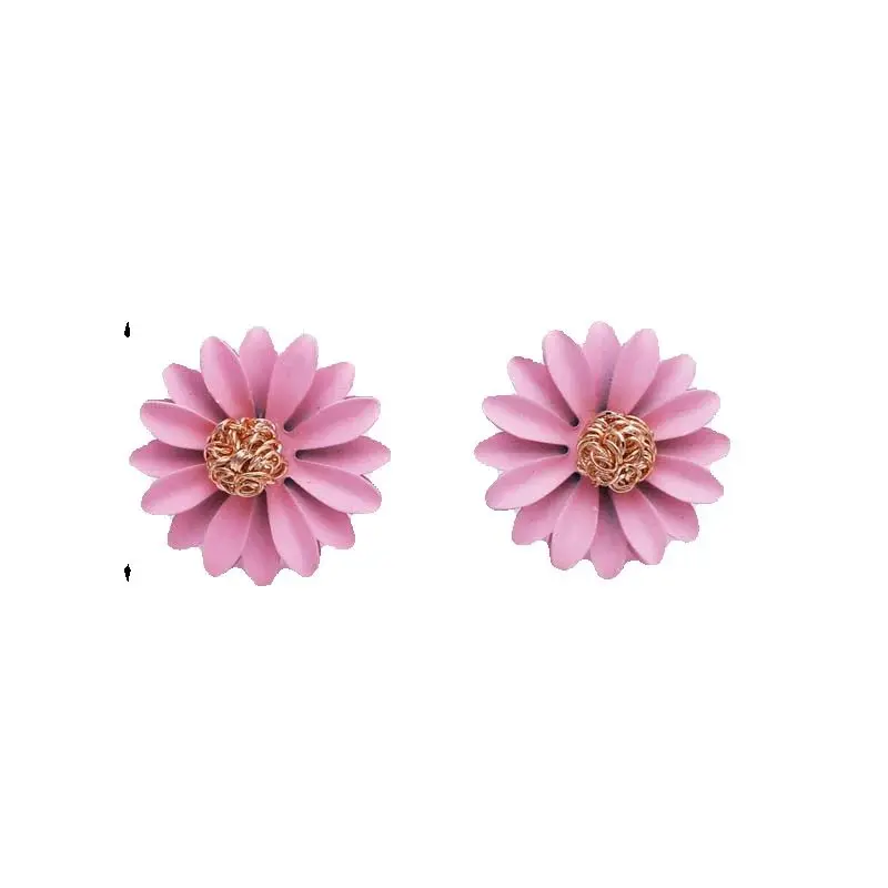 New Korean Flower Dangle Earrings Elegant Double Floral Mixed Color Earrings For Women Girl Beach Party Earring for woman