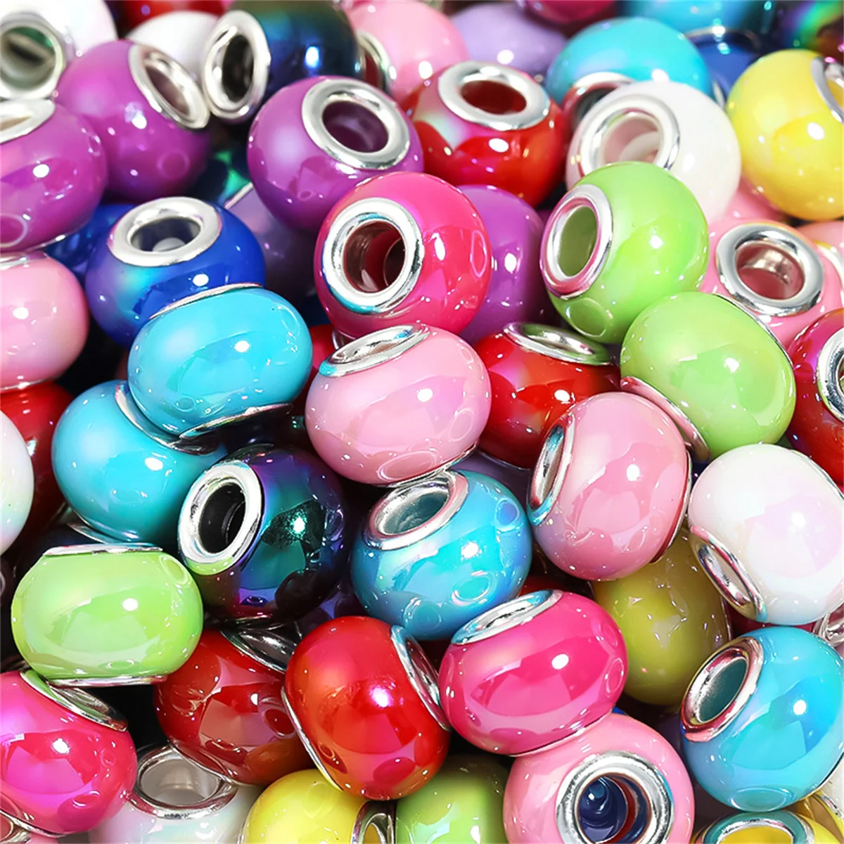 14 mm Fashion Solid Arcylic Beads Transparent Flat Round Beads DIY Clothing Phone Chain Beads Wholesale Accessorics