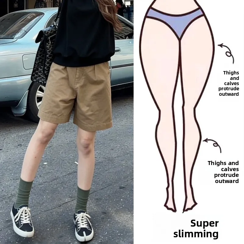 

Summer American Retro Straight Leg Five-Quarter Casual Shorts plus Size Loose Elastic Waist Comfortable Women's plus Size Pants