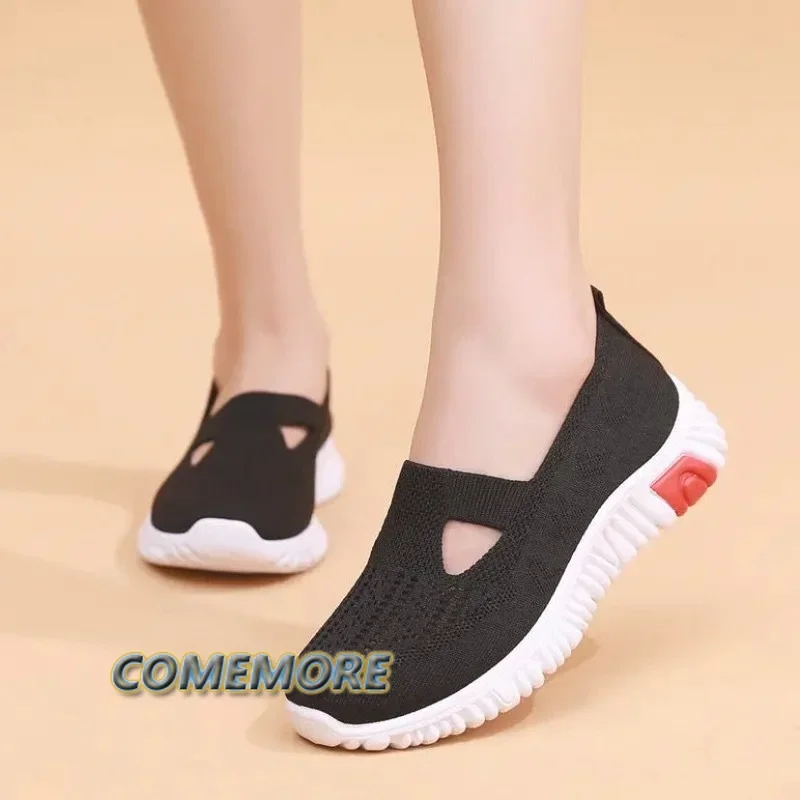 2024 Summer Sneakers Women\'s Casual Shoes Mesh Soft Loafers Bottom Shoes Mom Light Comfortable Footwear Flat Woman Shoes Slip-On