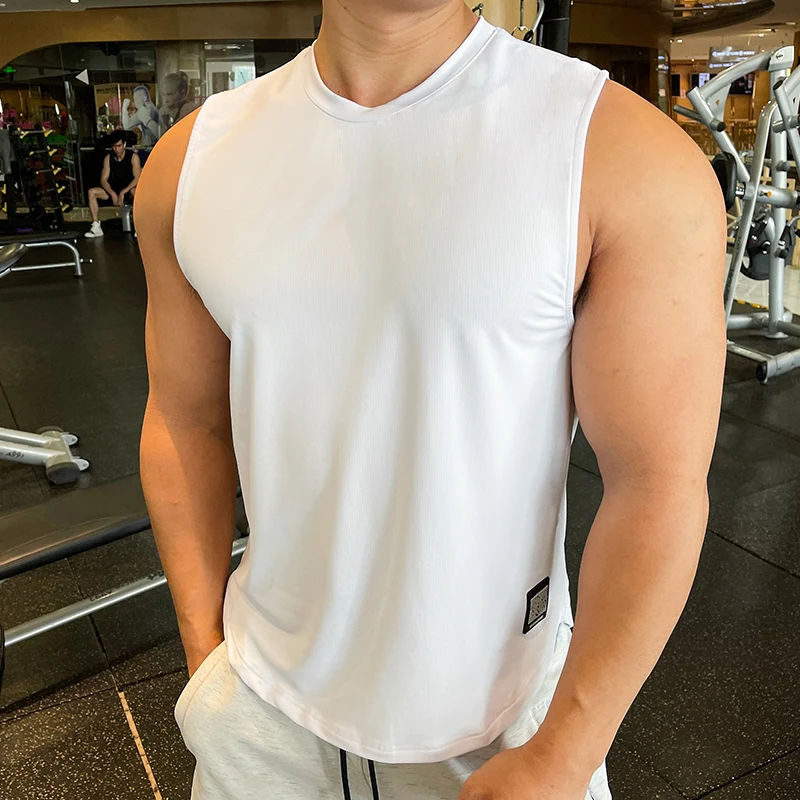 Summer Mens Fitness Gyms Tank Top Men Fitness Sleeveless Shirt Male Breathable Sports Vest Undershirt Gyms Running Vest Men