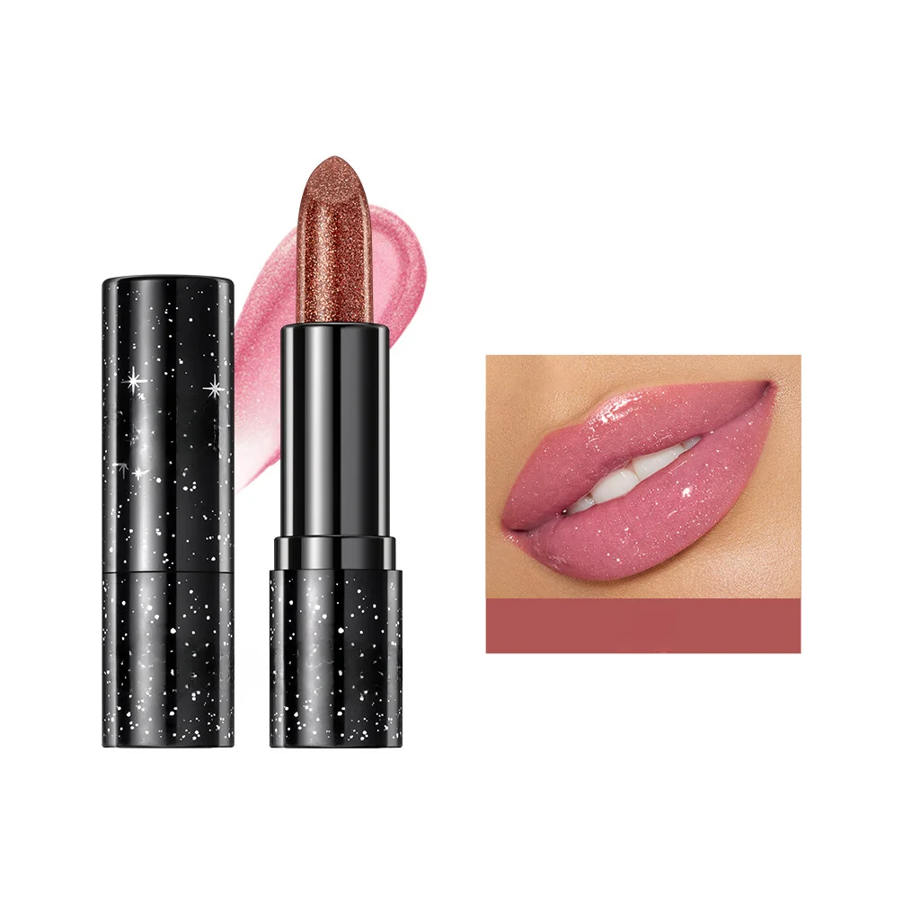 3-kleuren Glitter Diamond Lipstick Parelmoer Metallic Kleurverandering Lipstick Hydraterende Lippenbalsem Lip Stain Tint Make-up