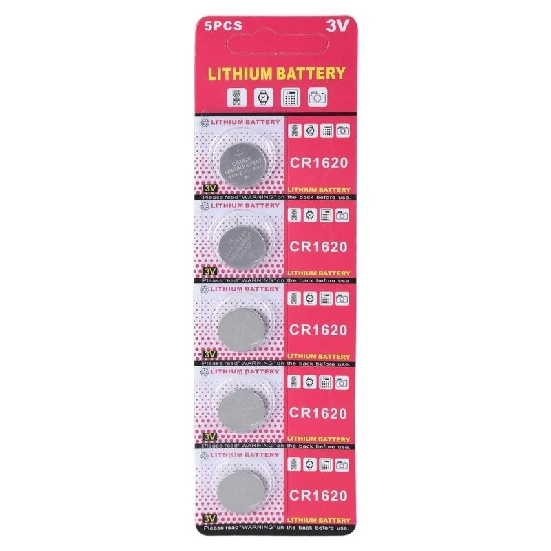  5Pcs CR1620 Lithium Battery Energy 3V Button Batteries for Portable Electronics