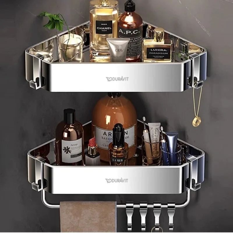 

Rustproof Steel Corner Shower Caddy NoDrill Adhesive Shelf Organizer Removable Wall Basket for Shampoo Space Saving Corner Shelf