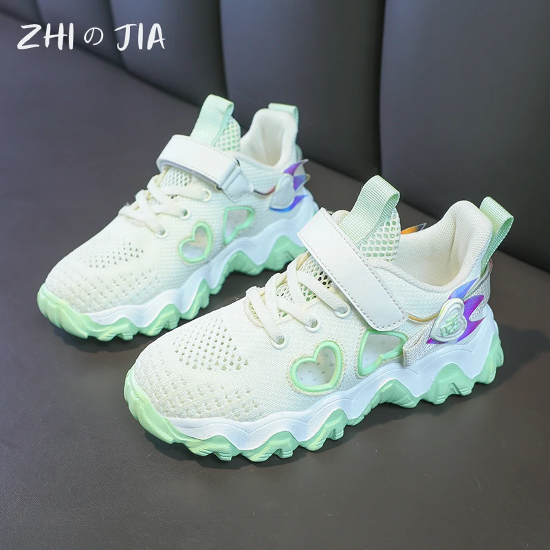 Children's New Knitted Hollow Breathable Sneaker Summer Mesh Comfortable Lightweight sandals Cute Girls Pink Casual Footwear