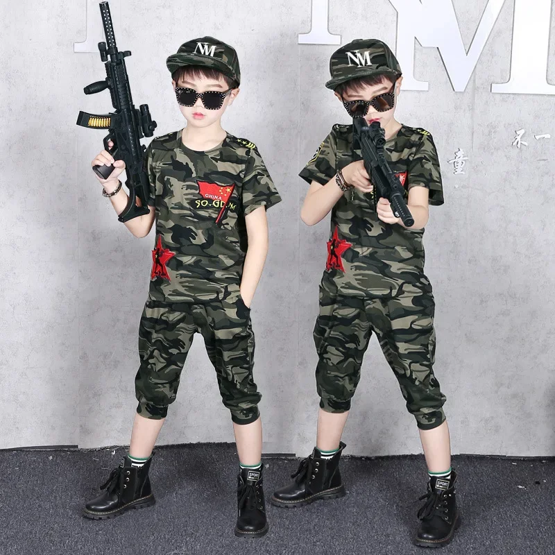 Summer Baby Boys Clothes Set Short Sleeve T-shirt Pants Outfits Fashion Camouflage Kids Costume 2024 New Children Clothing Suits