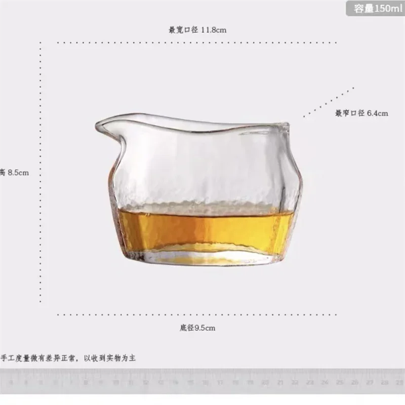150ml Hexagonal Hammer Pattern Glass Fair Cup Tea Dispenser Tea Coffee Server Heat resistant Chahai Cup Kung Fu Set