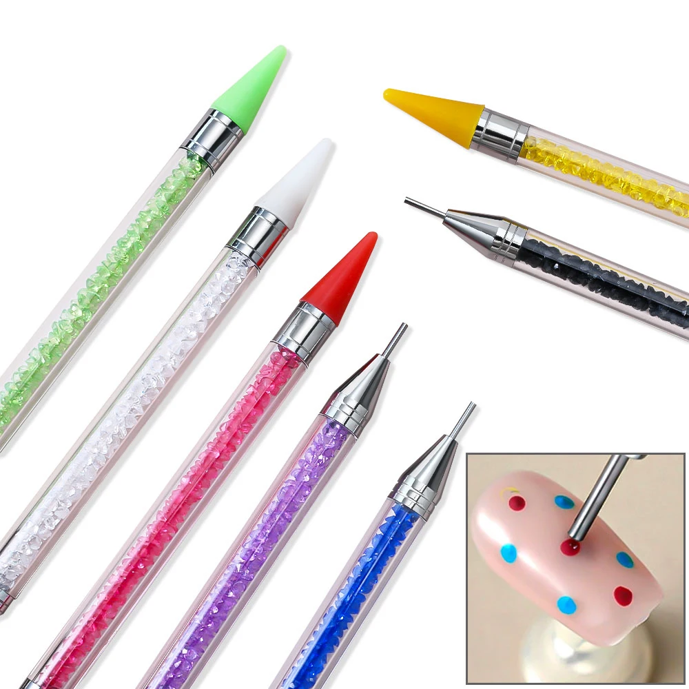 1Pcs Double Head Nail Art Dotting Pen Picking Up Rhinestones Gems Wax Pencil Crystal Handle UV Gel Brush Manicure Painting Tool image 3