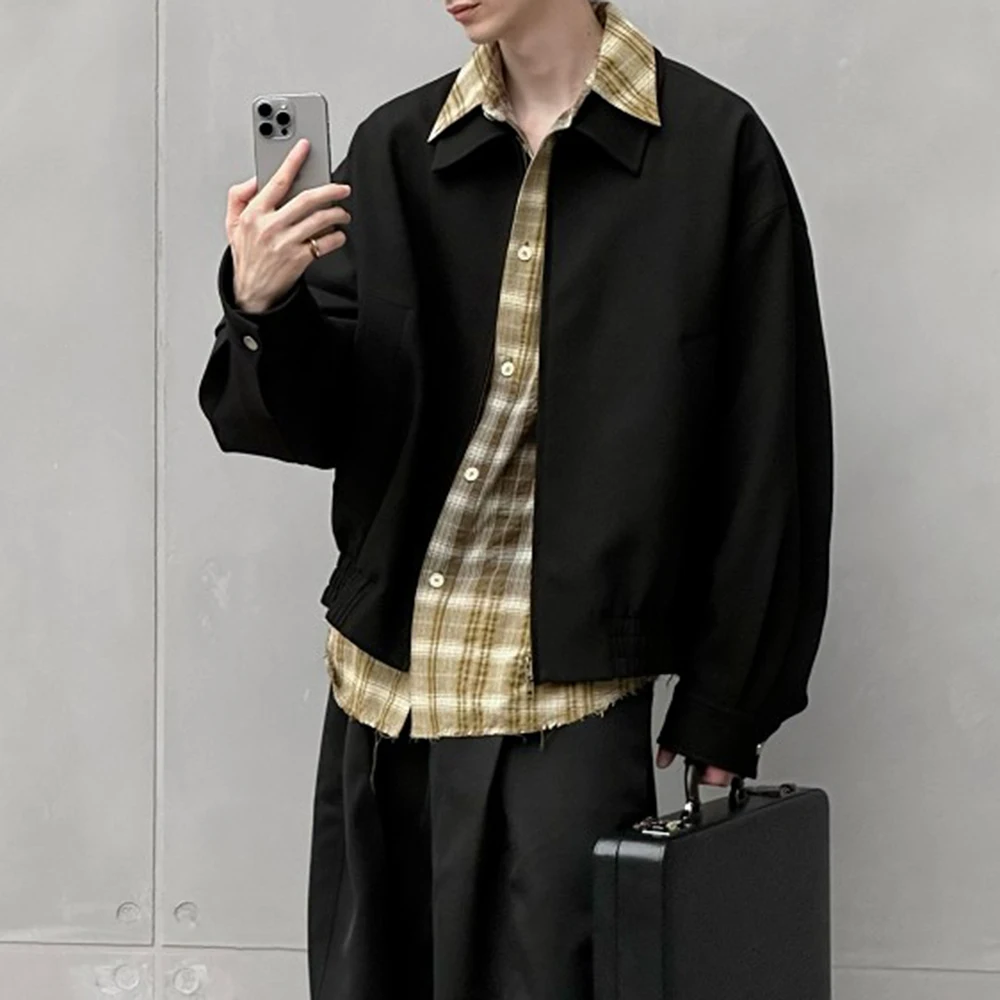 

Новая зимняя мужская однотонная куртка с длинными рукавами в американском стиле ретро, модный уличный повседневный свободный нишевый мужской топ 2025