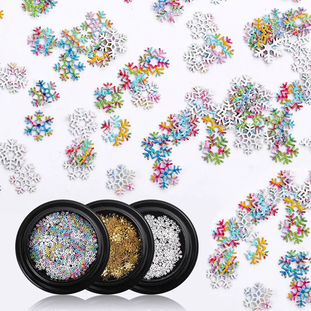 Elk Snowman Nail Jewelry Gift for Women Girls Snowflake Nail Sequins Nail Art Decoration 3D Sparkles Sequins Nail Flakes Slices