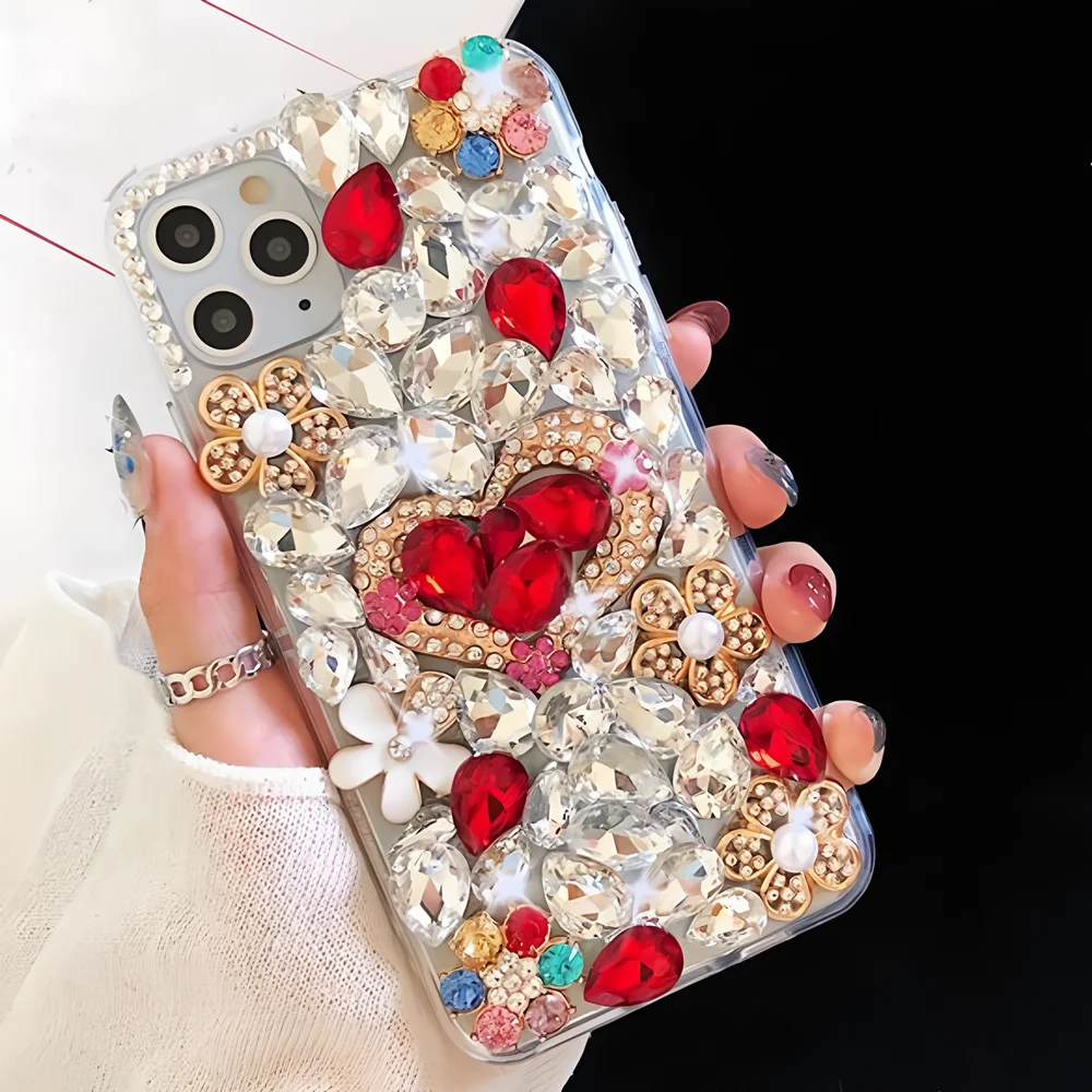 الفاخرة ثلاثية الأبعاد الحب الماس بلينغ قضية الهاتف ل ممن لهم Realme Narzo N61 4G ملاحظة 60 60X 50 GT Neo 5 حالات مرصع بالجواهر غطاء