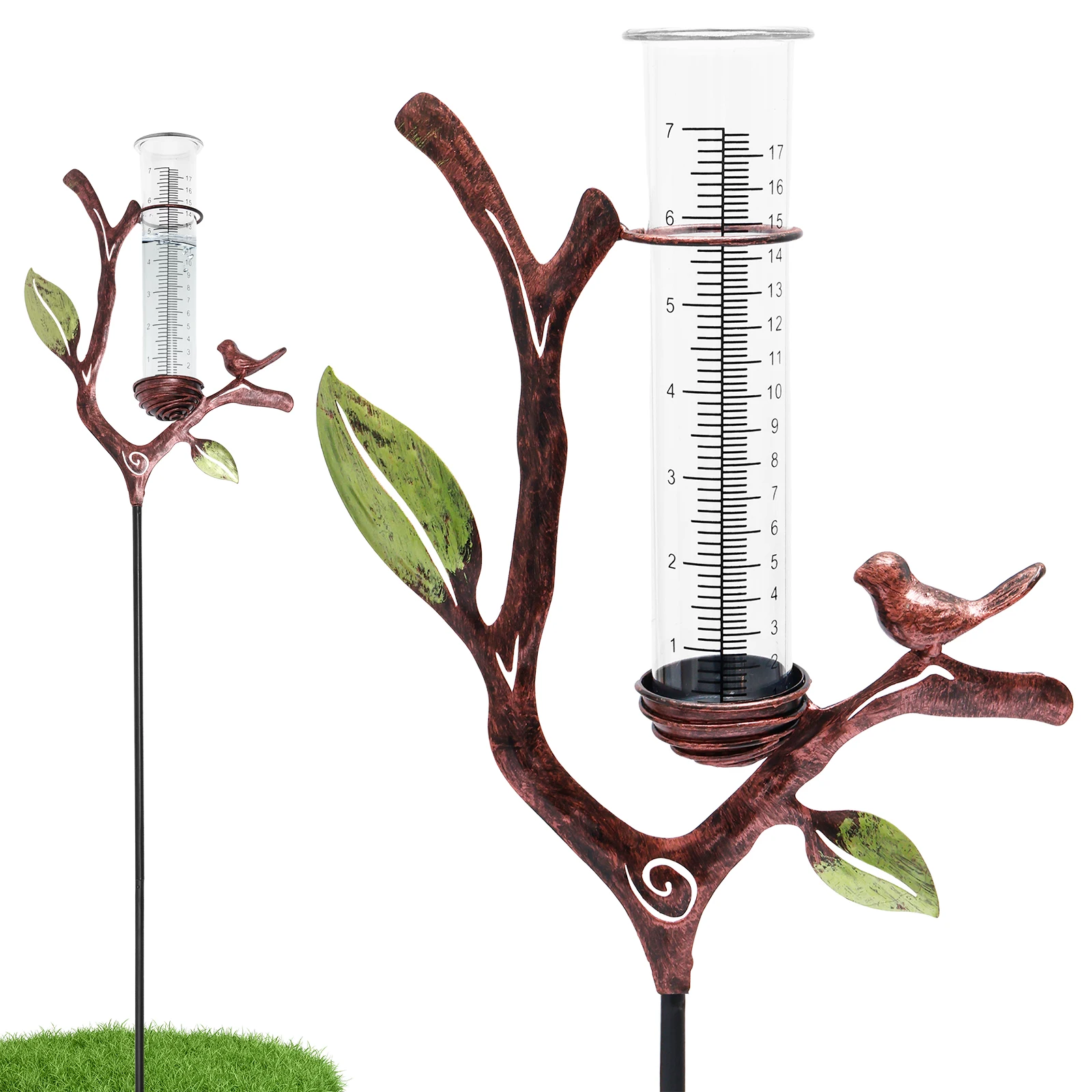 Gardening Tools Youtube - Pluviómetro Metálico para Exteriores con Estaca,