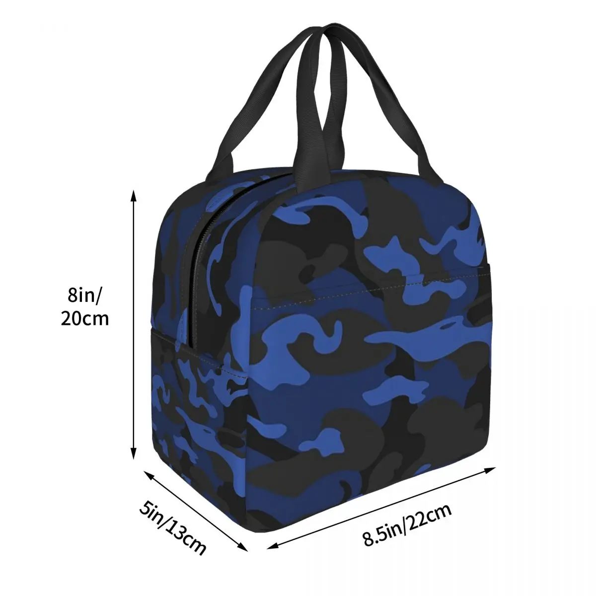 Blue White Blending Camouflage Insulated Lunch Bag for Women Children Portable Food Boxes Thermal Lunch Box Tote