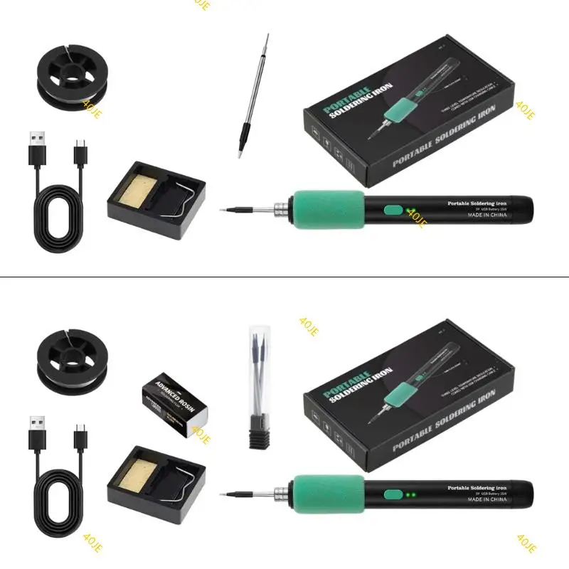 

40JE Cordless USB Rechargeable Soldering Iron Pen with Builts In Battery for Quick Electronic Fixes Adjustable Temperature