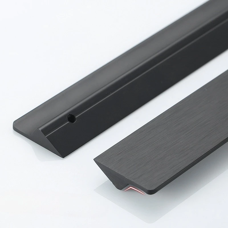 Schwarzgoldene Türbeschläge, Verdeckte Schrankgriffe aus Aluminiumlegierung, Küchenschrankgriffe, Schubladenknöpfe – Detail 5