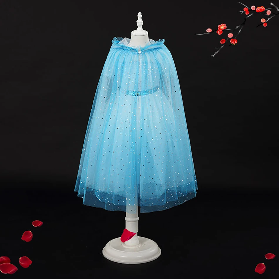 

Kids Hooded Cloak Child Carnival Party Anna Perform Shawl Baby Girl Halloween Elsa Princess Cosplay Clothes Girls Sequin Cape
