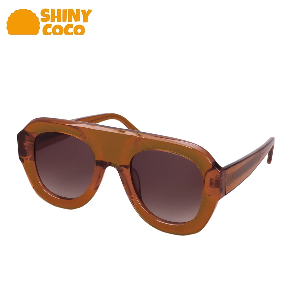 

ShinyCoCo Luxury Brand High End Retro Sunglasses Large Framed Personalized And Fashionable Sheet Sunglasses