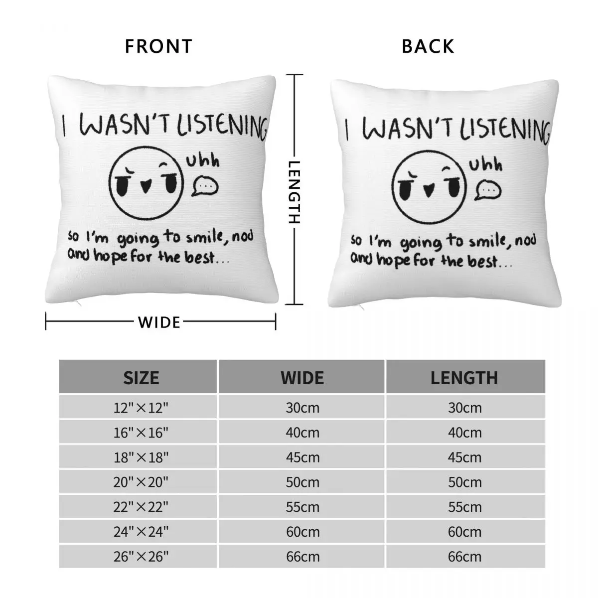 Humor Not Listening Nod Square Pillowcase Polyester Linen Velvet Creative Zip Decor Pillow Case Home Cushion Cover 18