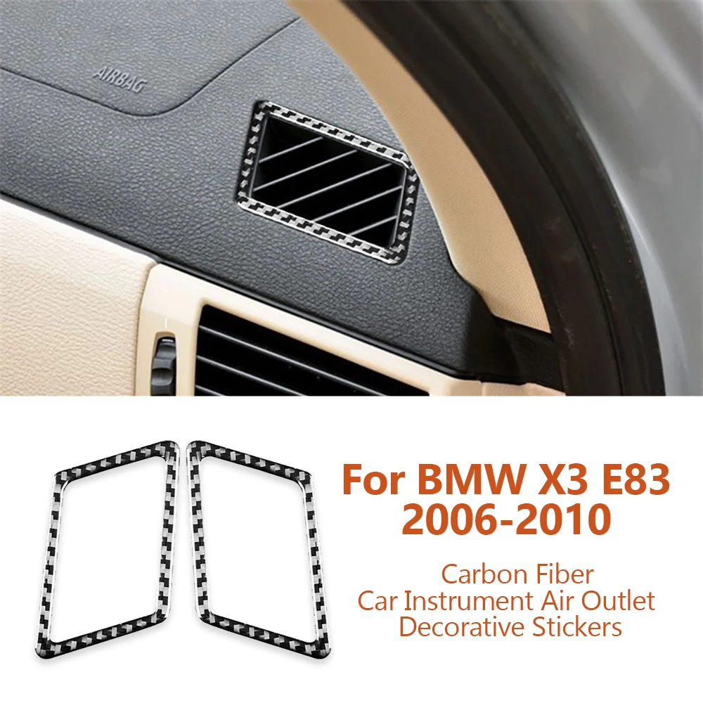 For BMW X3 E83 2006-2010 Car-styling Carbon Fiber Car Instrument Air Outlet Decorative Stickers Interior Auto Accessoriess