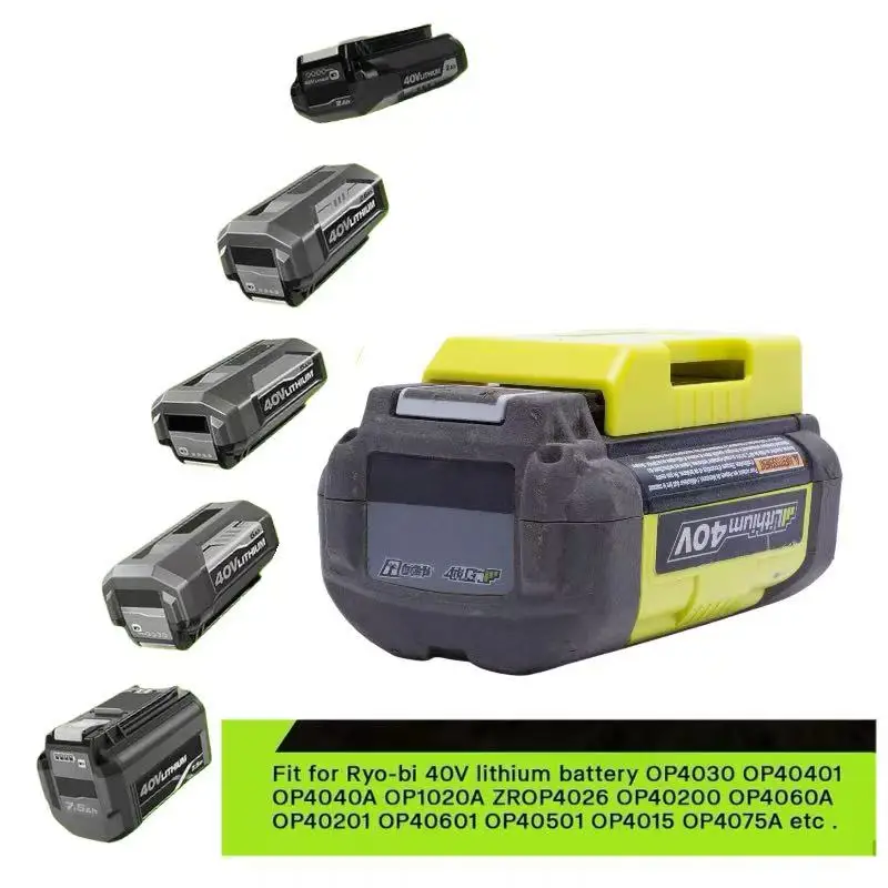 Conversor portátil sem fio de 18W para Ryobi 40v Bateria de lítio Conversor adaptador USB com porta DC tipo C USB (sem bateria)