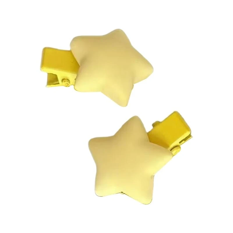 Q5WE 2pcs/set Yellow Star Duckbill Hair Clip Spring Summer Mini Hairpin for Woman Girls Taking Photo Non-slip Tiaras