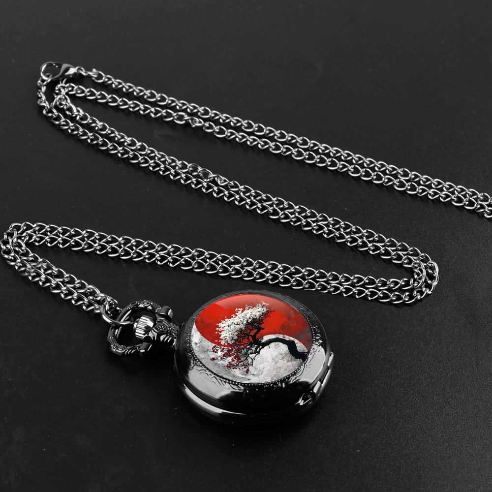 Yin-Yang Tree Design Zwart Quartz Zakhorloge Cadeauset Met Duurzame Ketting En Arabisch Cijfer Gezicht Tijdloos Cadeau Voor Jongen