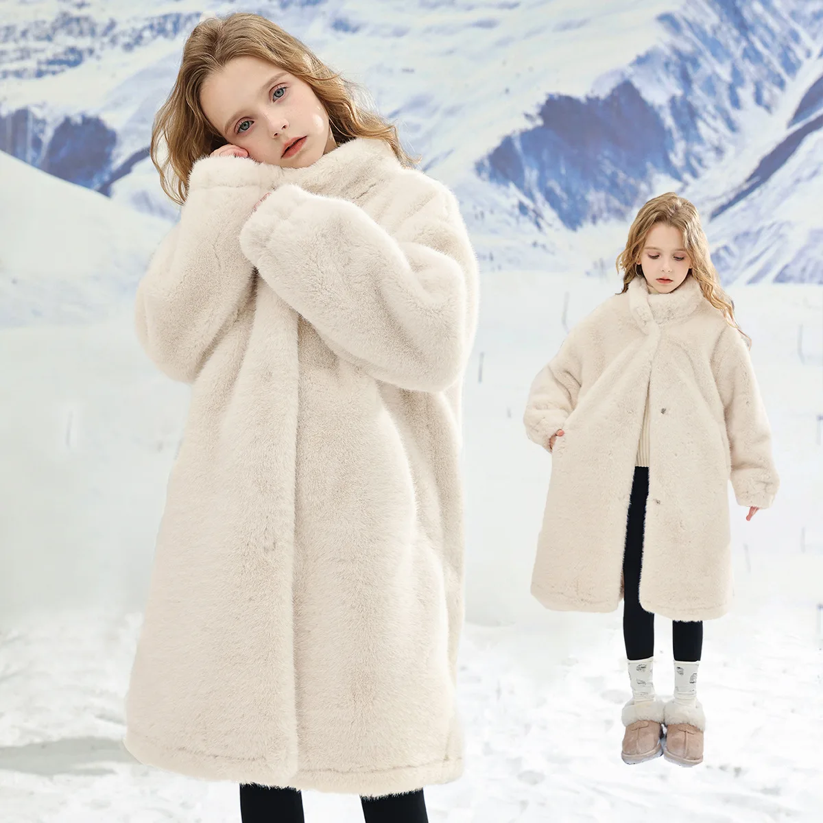 Girls Thick Coats Winter 2024 Children Warm Fur Jackets Long Tops For Baby Girl Clothes Thick Velvet Outerwear Kids Outdoors 8Y