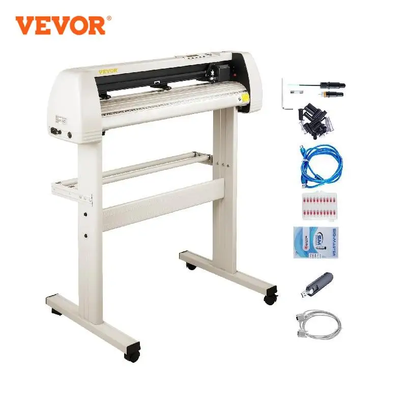 VEVOR 28 / 34 Inch Vinyl Cutter Plotter Sign Cutting Machine with 20 Blades LCD Signmaster Software USB Port 2 Pinch Rollers