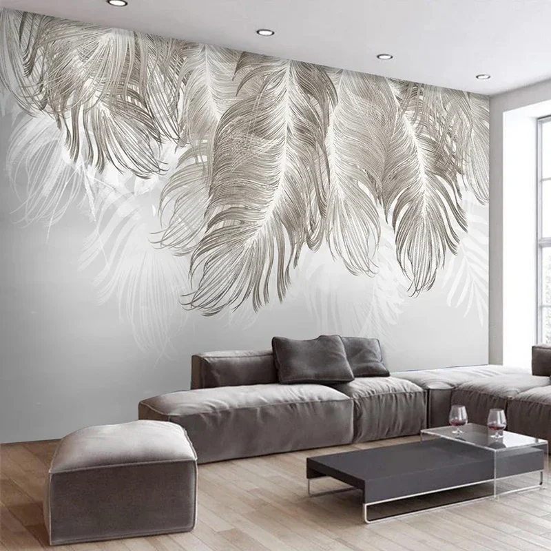 Custom Photo Mural 3D Creative Feather Bedroom Dining Living Room Sofa TV Backdrop Wall Painting Wallpaper Papel De Parede Tapet