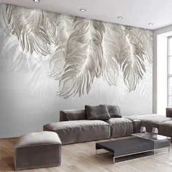 Papier Peint Mural avec Photo Personnalisée, 3D, Créatif, Plume, Chambre à Coucher, Salle à Manger, Salon, Canapé, Toile de Fond TV, Peinture Murale