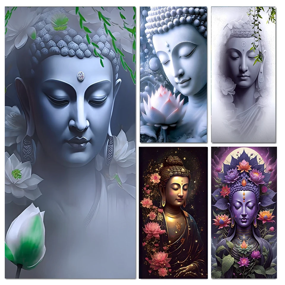 Fantasy Buddha Statue Lotus 5D DIY Diamond Mosaic Embroidery Religion Diamond Painting Cross Stitch Kits Craft Home Decor Gift