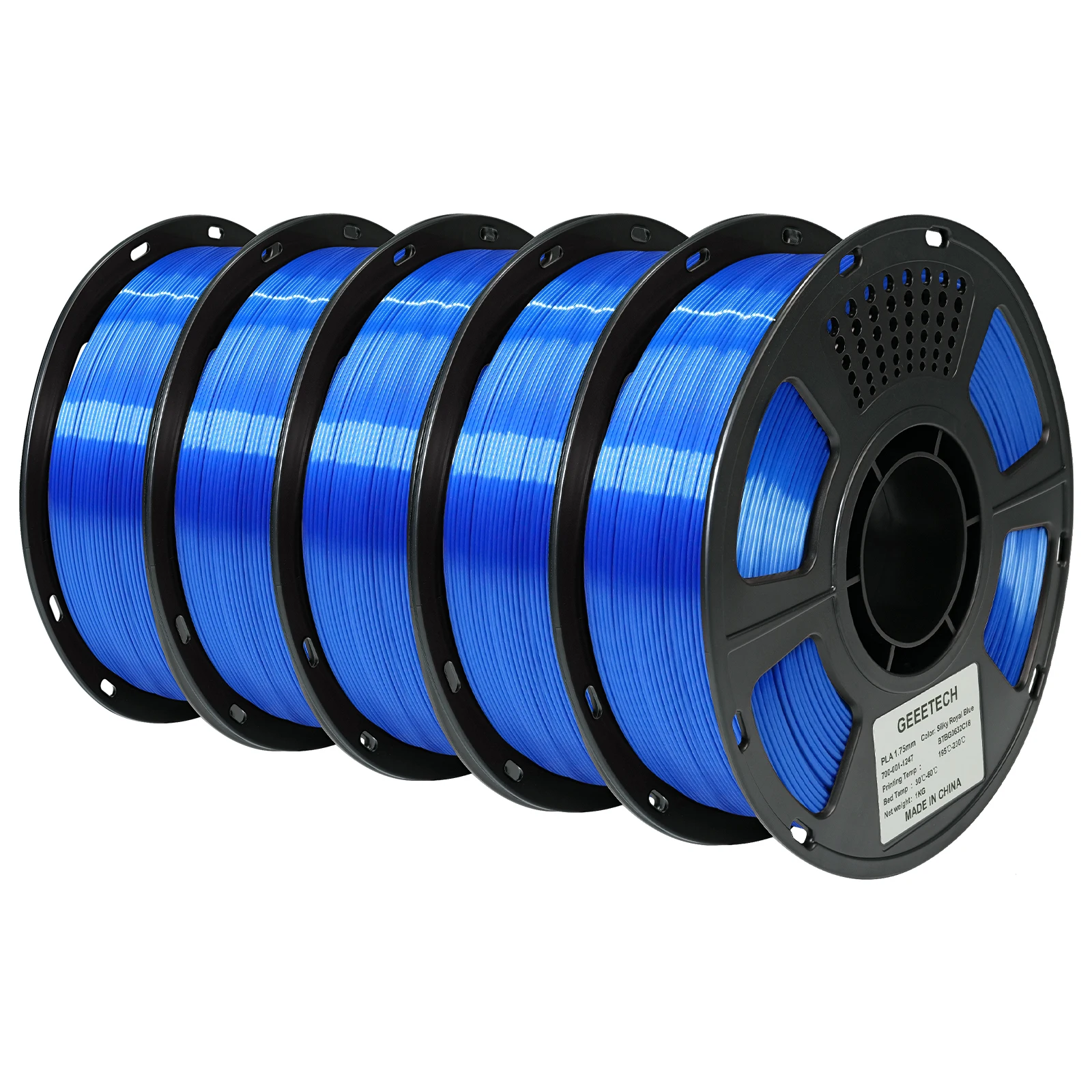 GEEETECH 5 kg 3D-Seiden-PLA-Filament, 1,75 mm hochglänzende Oberfläche, ordentlich umwickelt, dimensionale Genauigkeit / 0,02 mm Vakuumverpackung