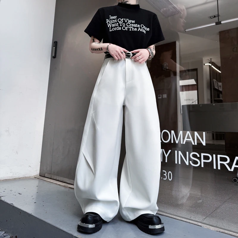 

Летние мужские брюки 2025 года: широкие, повседневные, прямые, свободного кроя, с эффектом «ледяного» шелка, класса люкс, для отдыха