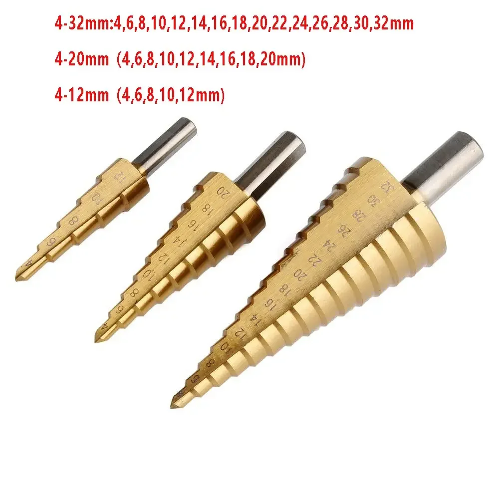 Ti-Coated High Speed Steel Step Drill Bit Metal Cutter Center Punch HSS Step Core Cutting Drills For Metal Stainless Steel Wood