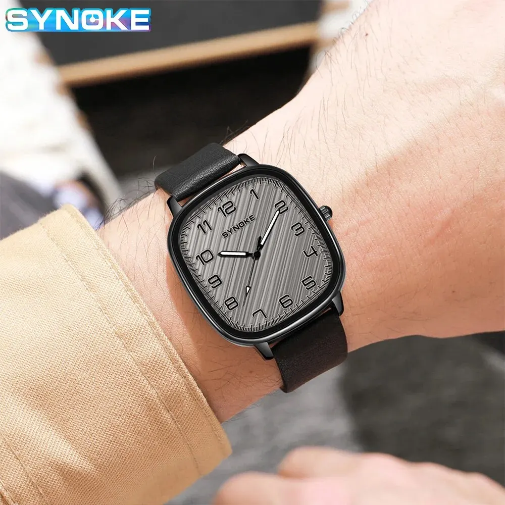 SYNOKE Men Quartz Watch Fashion Simple Business Belt Quartz Watch For Men Watch Student Wristwatch Sports Non Mechanical