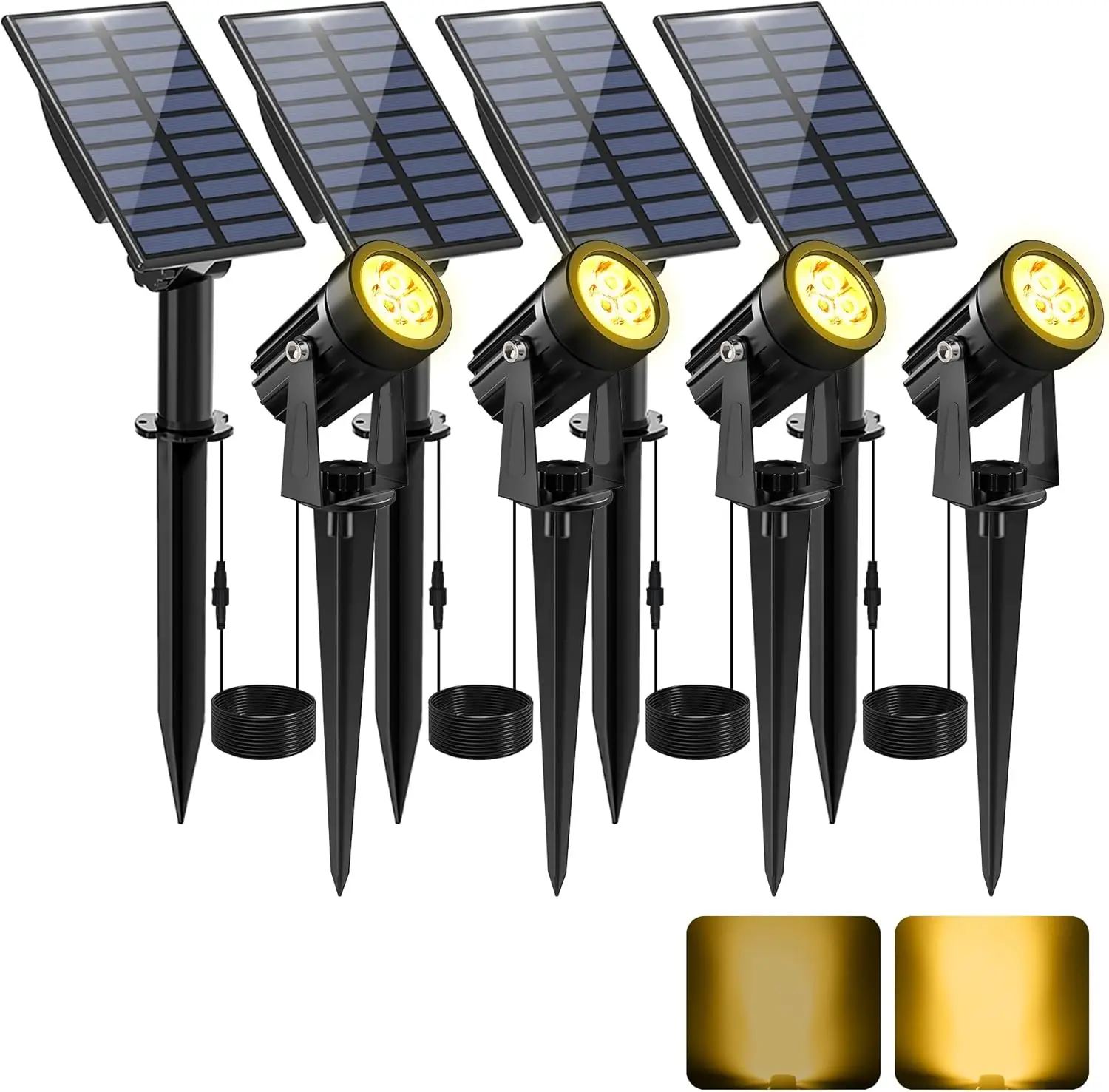 Luces Solares para Exteriores, Resistentes al Agua IP65 con Cable de 9.8 pies, Encendido/Apagado Automático para Jardín, Patio, Entrada de Vehículos, Porche (Paquete de 4, Blanco Cálido)