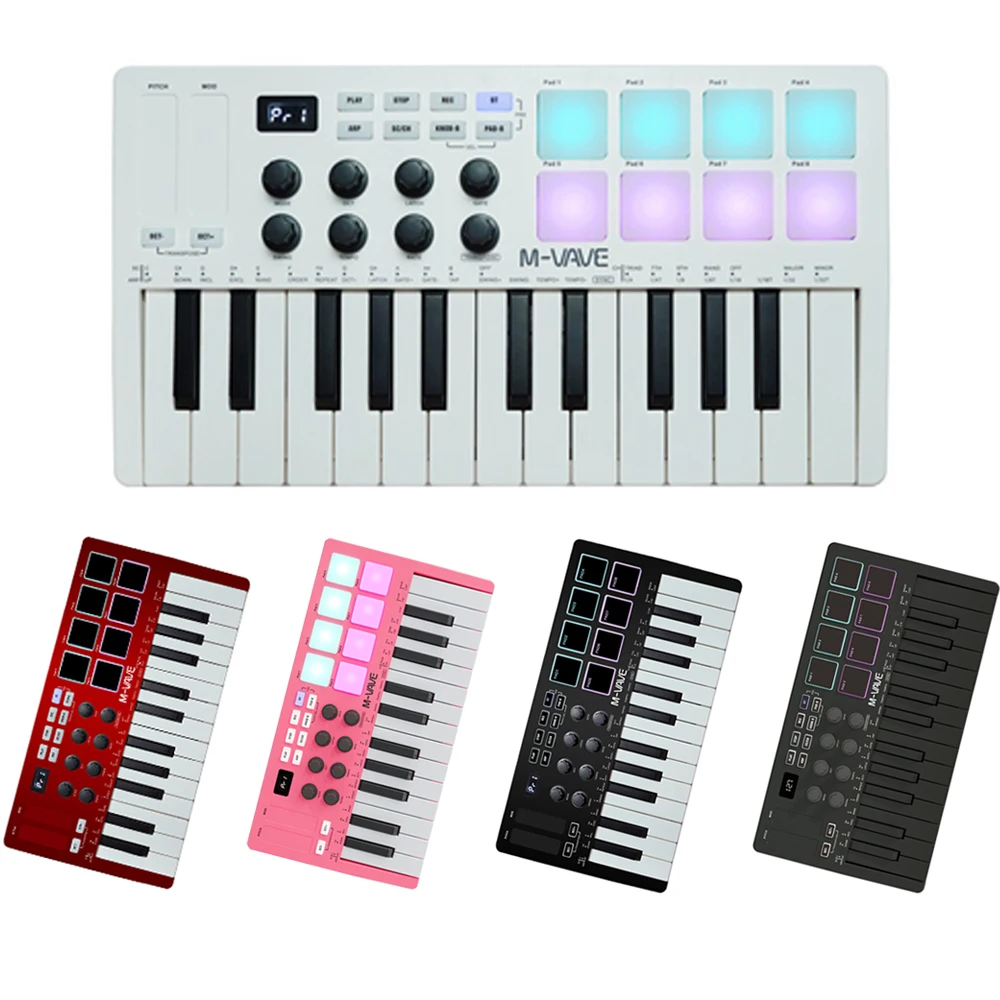 Smk 25 Midi Toetsenbordcontroller Met 8 Rgb Drumpads Bedieningsconsole Met Software Inbegrepen Akkoord Performance Controller Pad