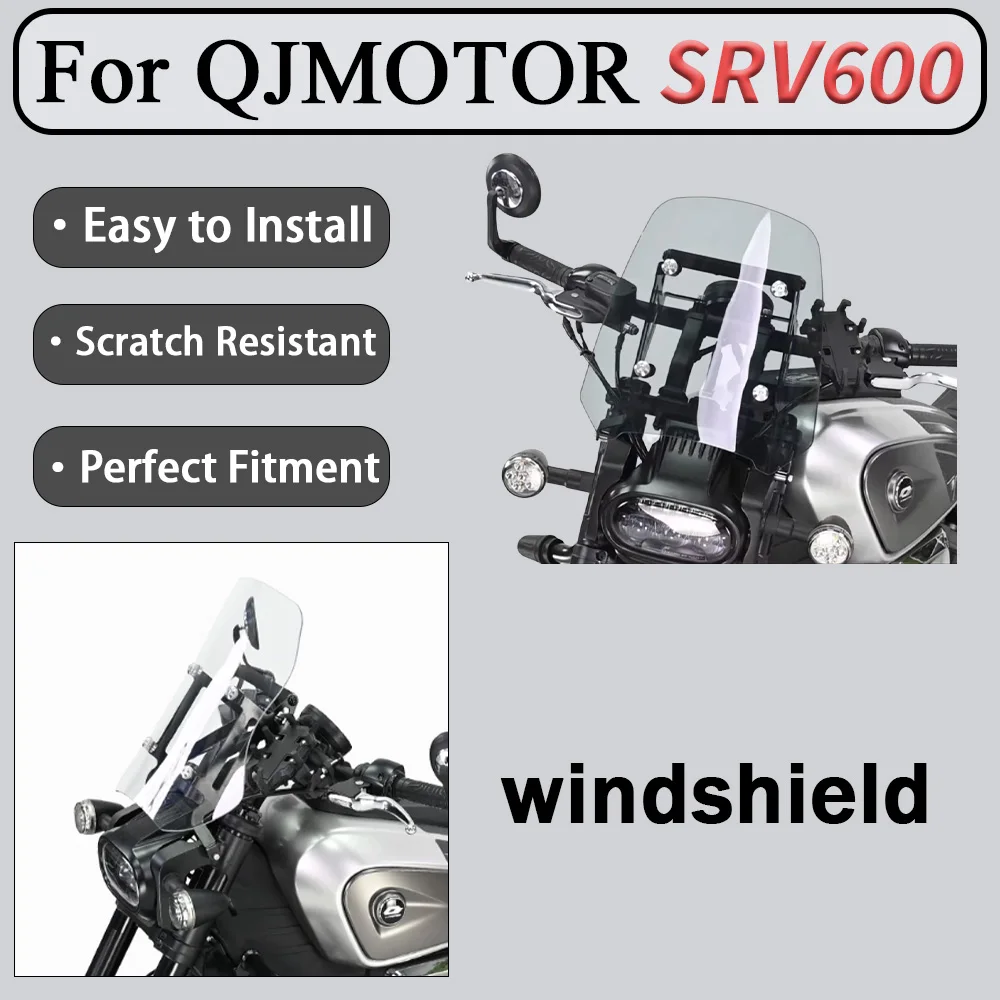 For QJMOTOR SRV600 windshield with handrail front windshield modified heightened windshield tempered glue