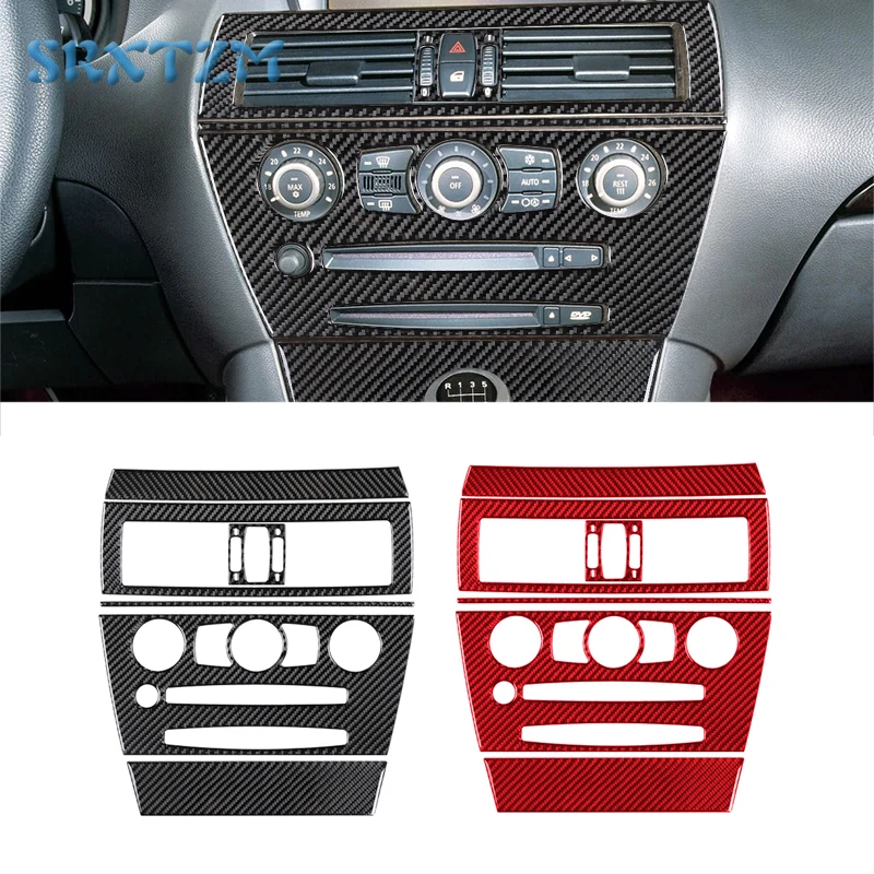 Carbon Fiber Car Interior Center Control CD Panel Frame Cover Sticker Trim For BMW 6 Series E63 E64 2004 - 2010