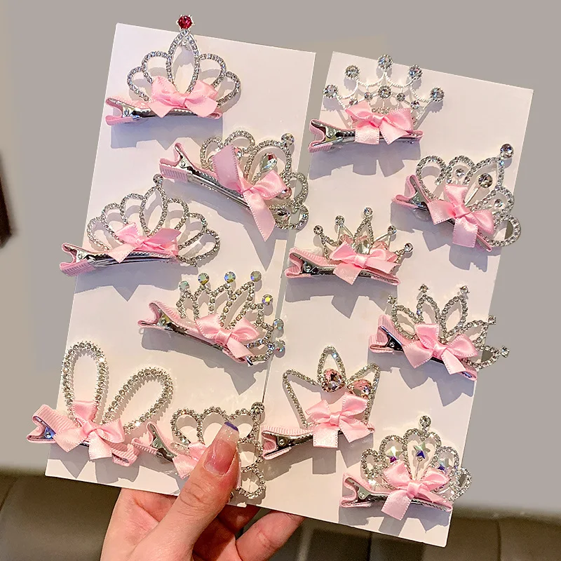 3D Crown Hairpin Children's Headwear Baby Girl Princess Hairpin  Hair Clip Accessories Little Girls Rhinestone