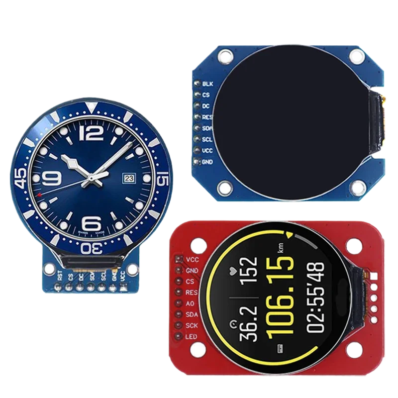 1-2 pièces écran TFT 1.28 pouces Module d'affichage LCD rond rvb 240*240 GC9A01 pilote 4 fils Interface SPI 240x240 PCB pour Arduino