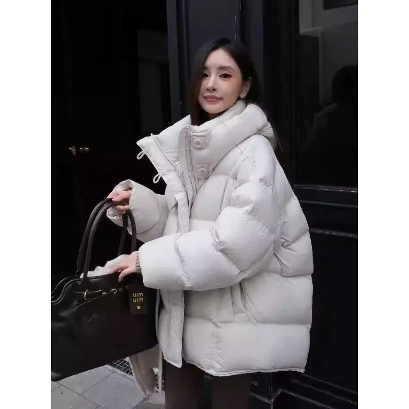 Engrossado casual pão algodão-acolchoado jaqueta com capuz inverno bestseller novo casaco solto algodão-acolchoado jaqueta elegante versátil