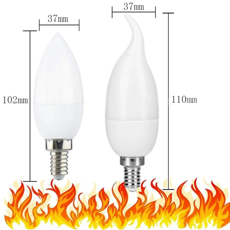 Led gesimuleerde vlambol 6w 9w 15w e14 e27 b22 85-265v luses huis elektronische accessoires vlamlamp vlam effect lampen lampada