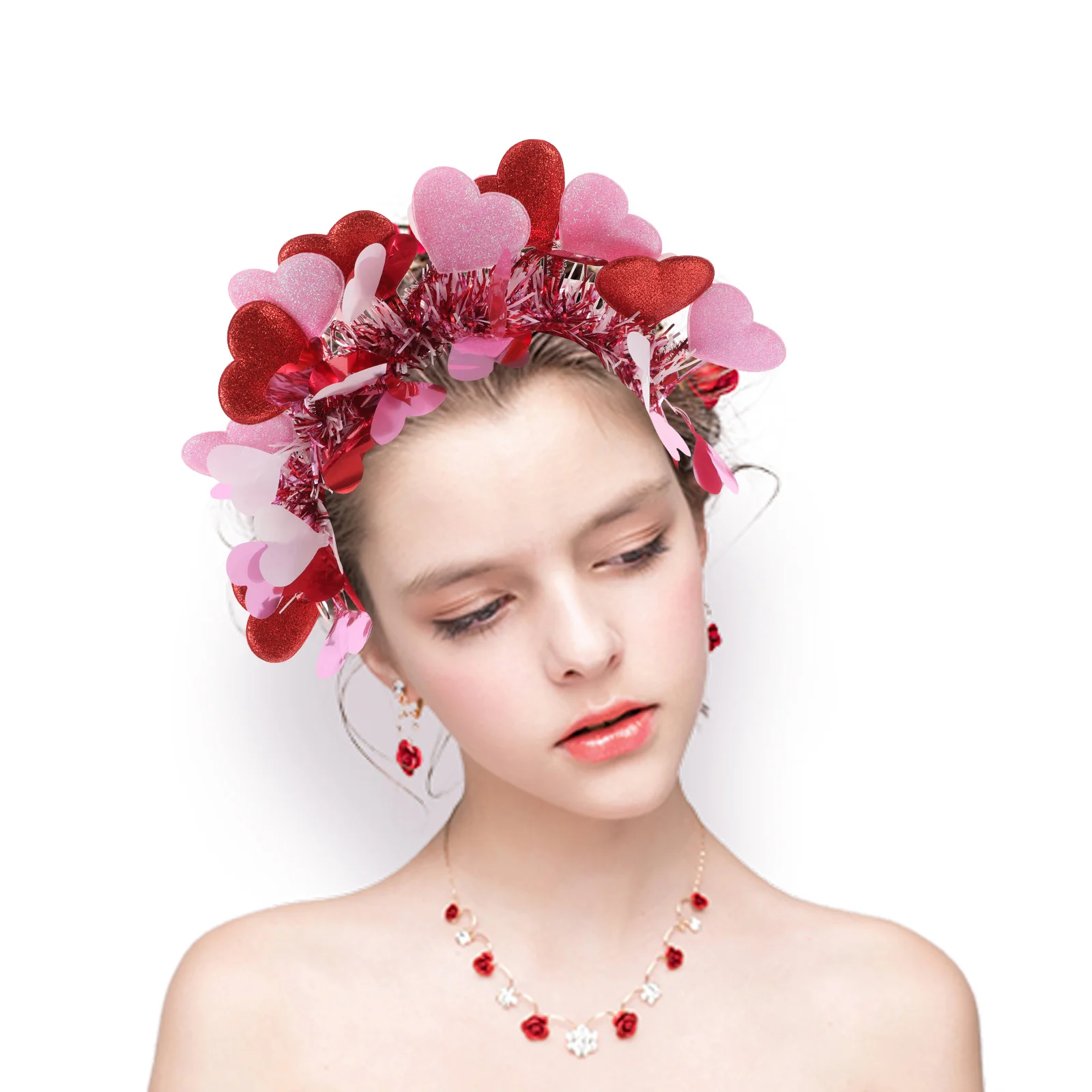 10 قطعة عقال القلب عيد الحب الأحمر الوردي بريق كيوبيد اكسسوارات لحفل زفاف عيد ميلاد الاحتفال القلب رئيس Boppers #5