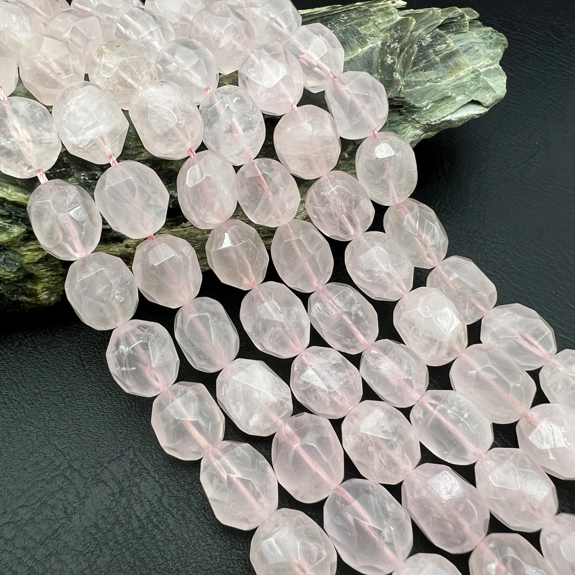 Large Faceted Natural Rose Quartzs Pink Crystal Cutting Nugget Beads For DIY Jewelry Making MY240328