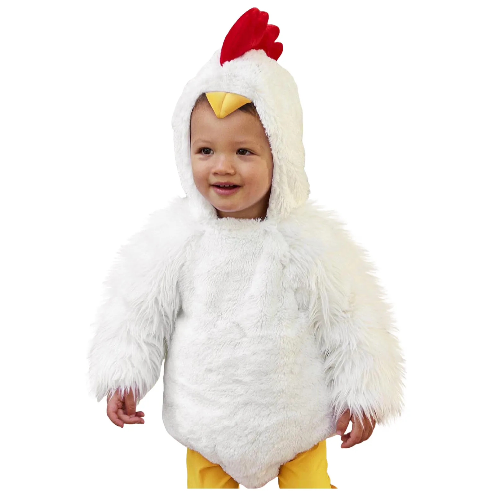 Infant Boys Girls Christmas Cosplay Chicken Animal Costume Fleece Hooded Romper Bodysuits Cap Sleeve Ballet Leotard for Girls