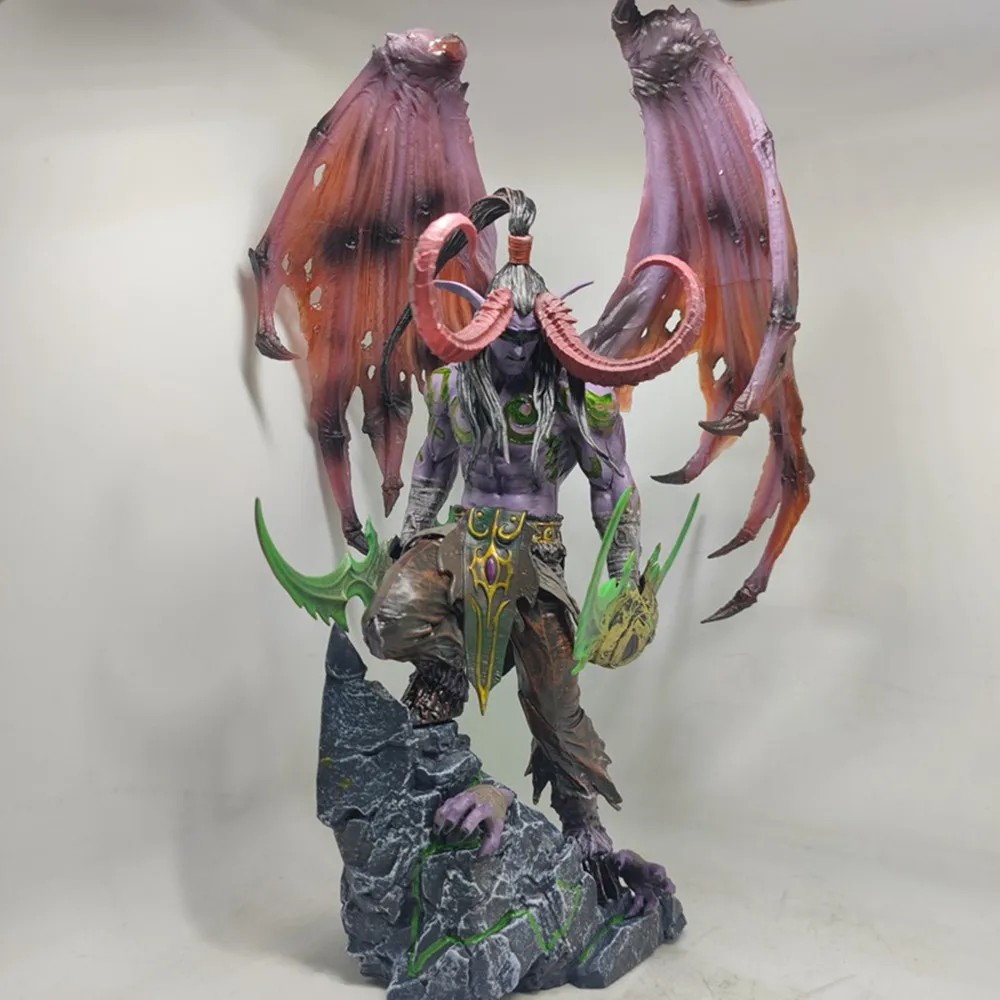 37cm Anime World of Warcraft Figurine GK Illidan Stormrage Action Figures Illuminated PVC Collection Model Toys Birthday Gifts