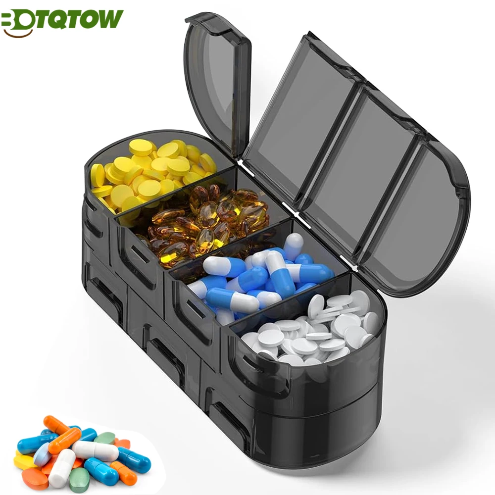 1PCS Weekly Pill Organizer, Pill Box 7 Day, Daily Vitamin Case Large Capacity Compartments,Pill Containers for Fish Oil Medicine