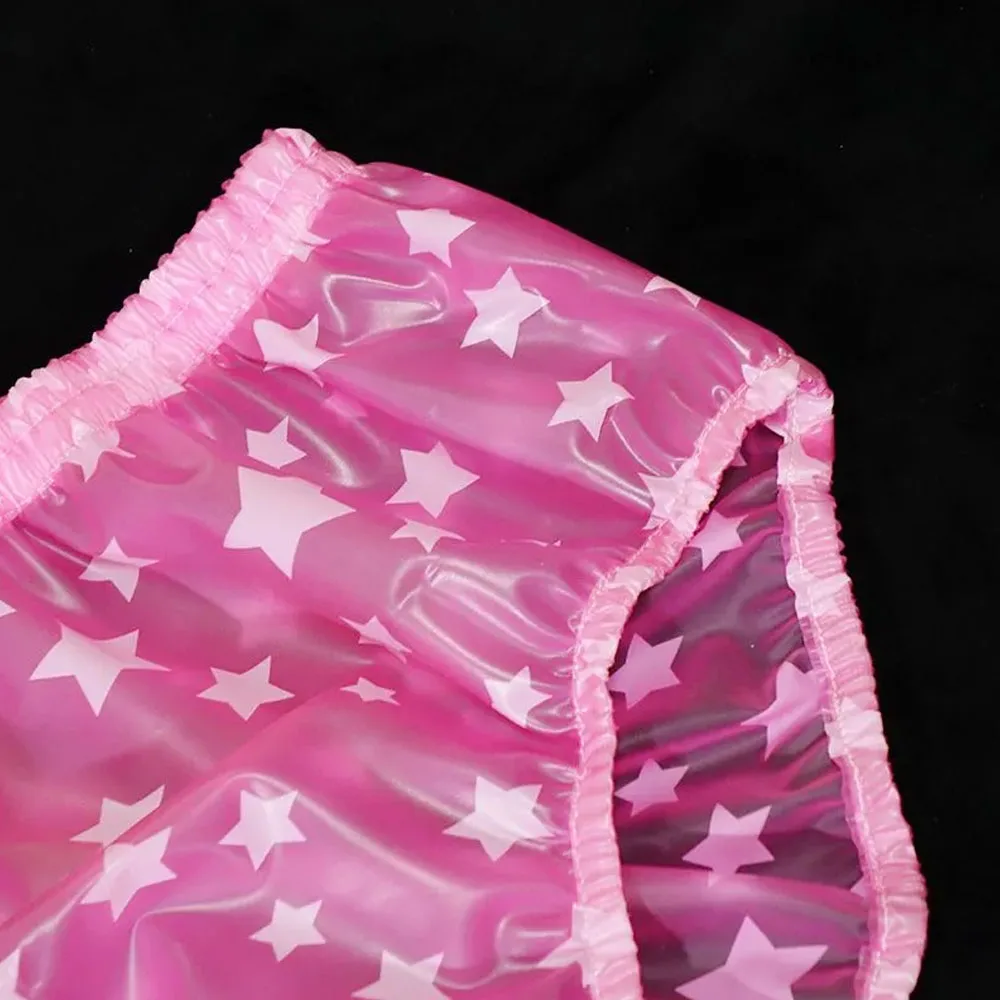Transparent Men Soft Pentagram PVC Thickened Underpants Smooth Silent ABDL Plastic Briefs Couple Waterproof Adult Baby Panties