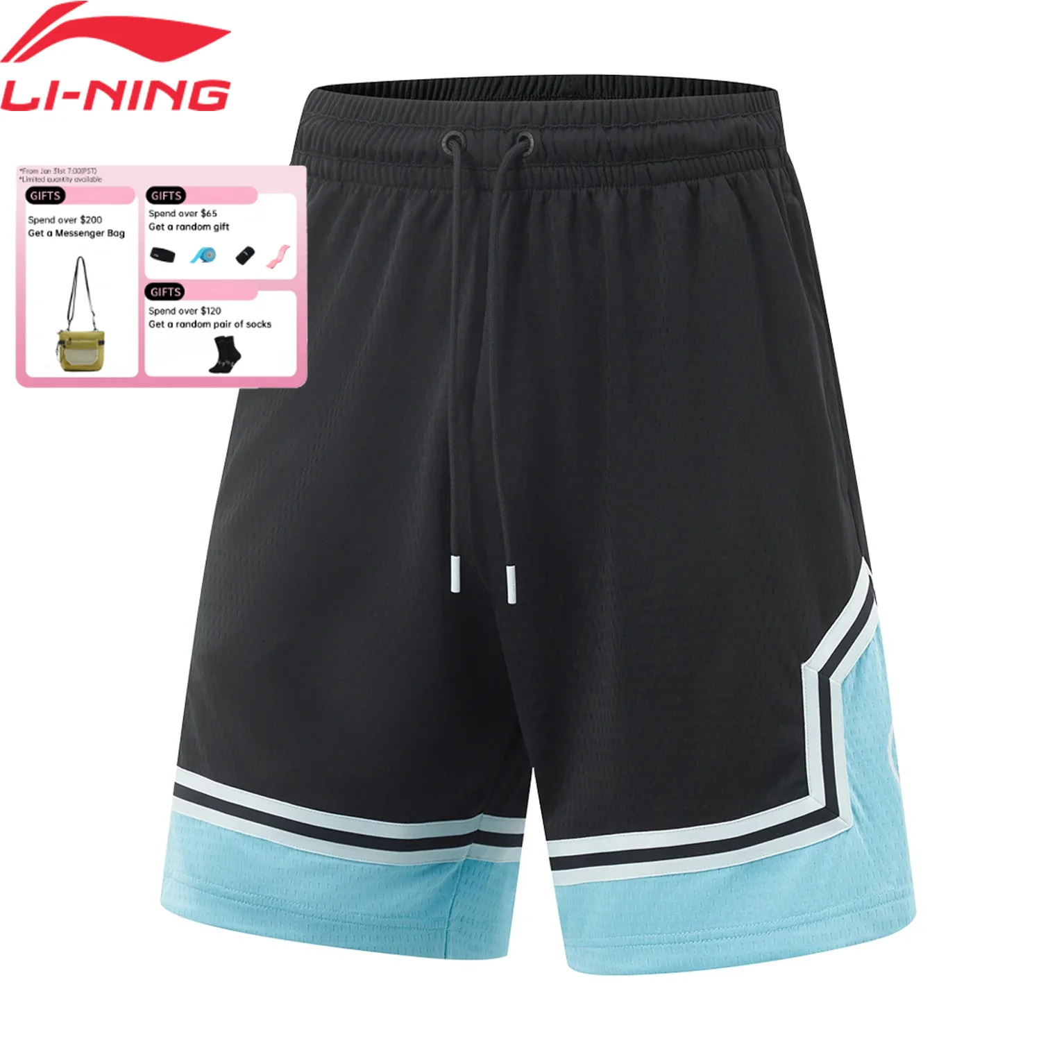 

Li-Ning Men's Wade Competition Shorts AT DRY Polyester Regular Fit Breathable LiNing Basketball Sports Bottoms AAPV017